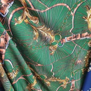 Voal plin gipsy verde cu auriu