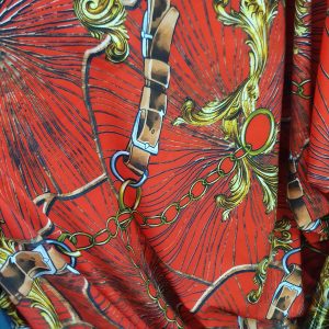 Voal plin gipsy rosu cu auriu