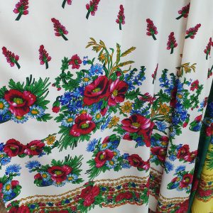 Voal plin gipsy bordura maci alb