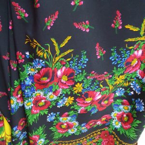 Voal plin gipsy bordura maci negru