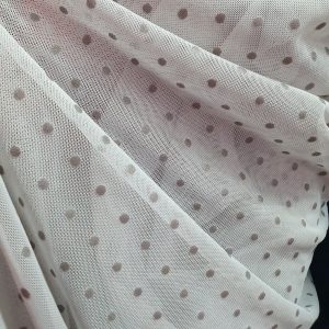 Tul elastic gri cu bulinute catifelate