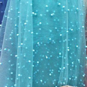 Tul turcoaz cu perle