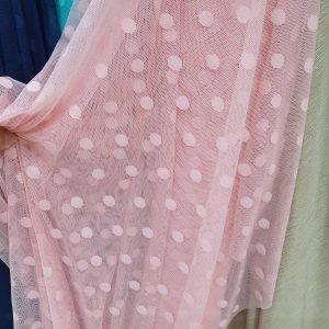 Tul elastic roz cu buline