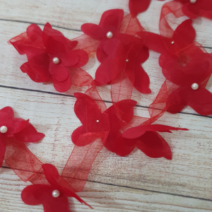 Banda organza fluturi rosii