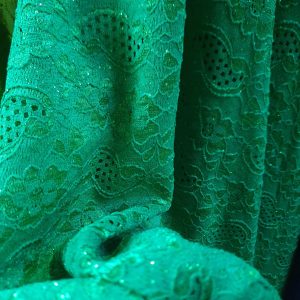 Dantela cu sclipici verde marin