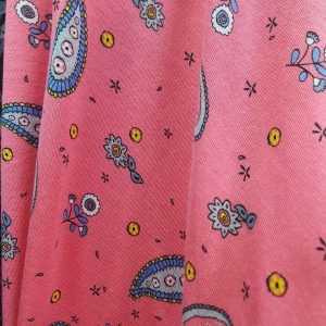 Jerse (bumbac elastic) trandafiriu paisley