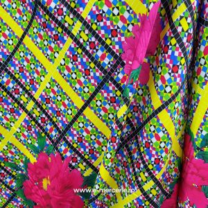 Satin elastic fin Flower check