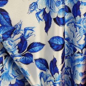 SATIN FIN IMPRIMEU DIGITAL COBALT FLOWER
